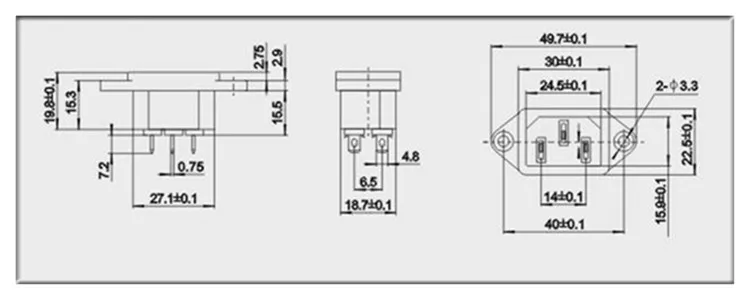 التيار المتناوب مقبس الطاقة C14 حرف المقبس مع ثقب تحديد الأذن الكمبيوتر جهاز طهي الأرز سيارة تعمل بالبطارية المقبس