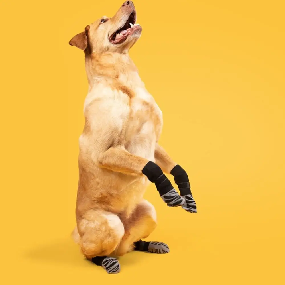 4pcs Cozy Anti-Slip Dog Socks Strong Grip Anti-Scratch Paw Protection Socks Silent Anti-licking Pets Knitted Socks Indoor