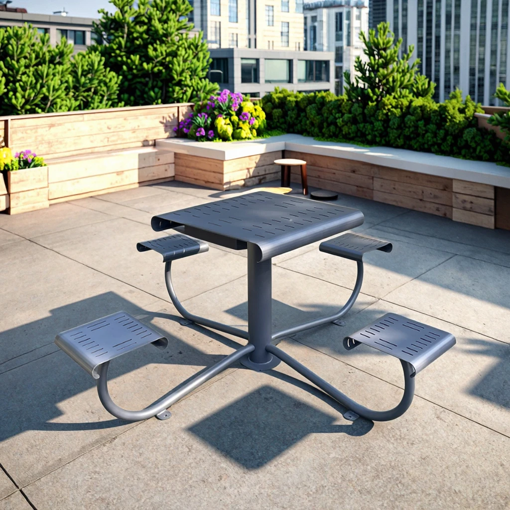 Metal picnic outdoor dining table modern table and chair set family overall structure foldable table and chair set