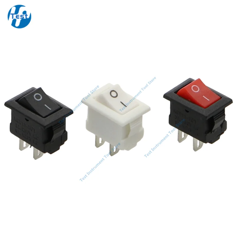 5/10Pcs Push Button Switch 10x15mm SPST 3Pin 3A 250V KCD11 Snap-in on/Off Mini Rocker Switch 10MM*15MM Black Red White DIY