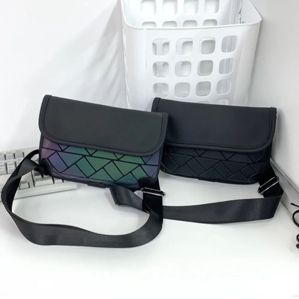 

Protable PU Grid Shoulder Bag Waterproof Multi-function Men Crossbody Bag Large Capacity Colorful Men Chest Bag Travel