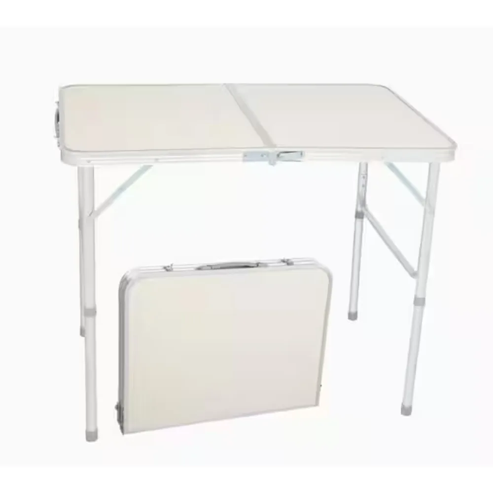 

Small Camping Table Adjustable Height Table for Picnic Party BBQ, Plastic RV Suitcase Table Portable Fold Up Utility Outdoor