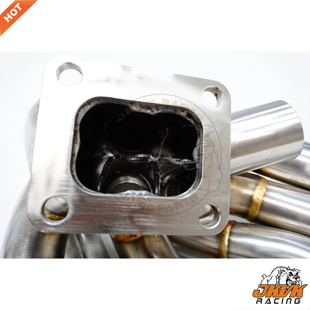 JKVK 레이싱 45mm 2JZ-GTE 2jz 동일 길이 SS304 3mm 스팀 파이프 터보 매니폴드 T4 플랜지 (수프라 2JZGTE 터보 매니폴드용)