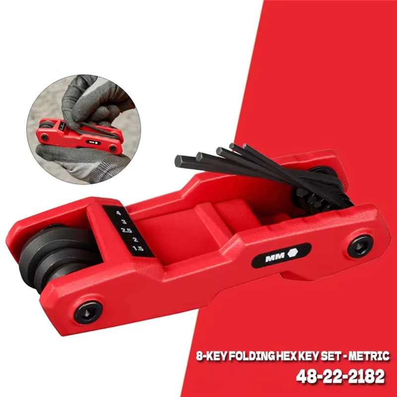 MOPHE-Power Tool Аксессуары, 8-клавишный метрический складной шестигранный набор ключей 270 °   Высококонтрастный 48-22-2182