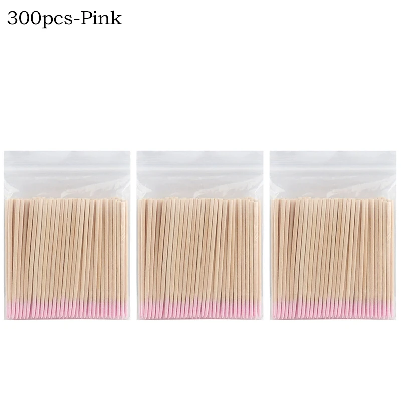 100/300/500 Stuks Wegwerp Hout Wattenstaafje Dubbele Hoofd Lippenstift Oor Wattenstaafjes Wimper Schoonmaken Wattenstaafjes manicure Schoonheid Levert