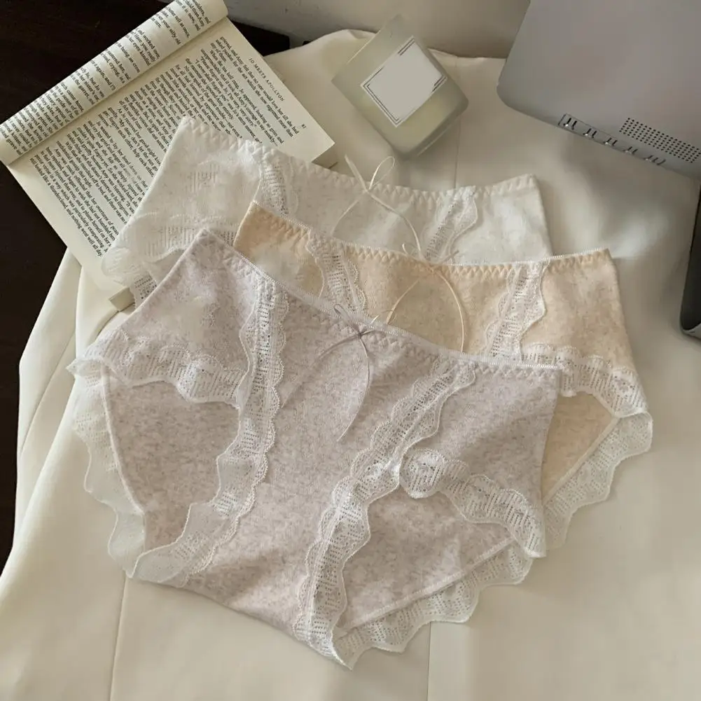 여성 피부 친화적 인 팬티 편안한 여성 코튼 속옷 레이스 중반 허리 비키니 팬티 소프트 스트레치 전체 팬티 원활한
