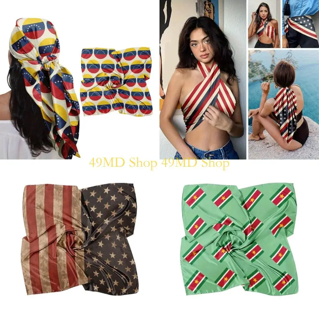 

49MD Strong 90X90Cm Sporty Bandana With International Flags Perfect for Cup