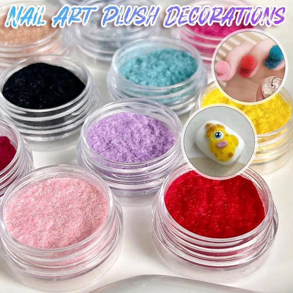 11Colors Winter Velvet Plush Nail Powder Luxury Sweater Animal Skin Design Random Glitter Dust New Year Accessories Manicure