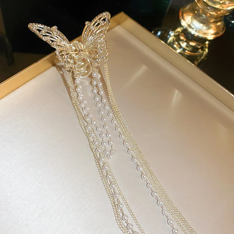 1/2 Stück Elegante Haarspange mit Imitationsperlen, Schmetterlings-Haarspange für Damen, kleine Haarspange für den Hinterkopf, rutschfeste Haarspange, Haar-Accessoires K – Detail 11