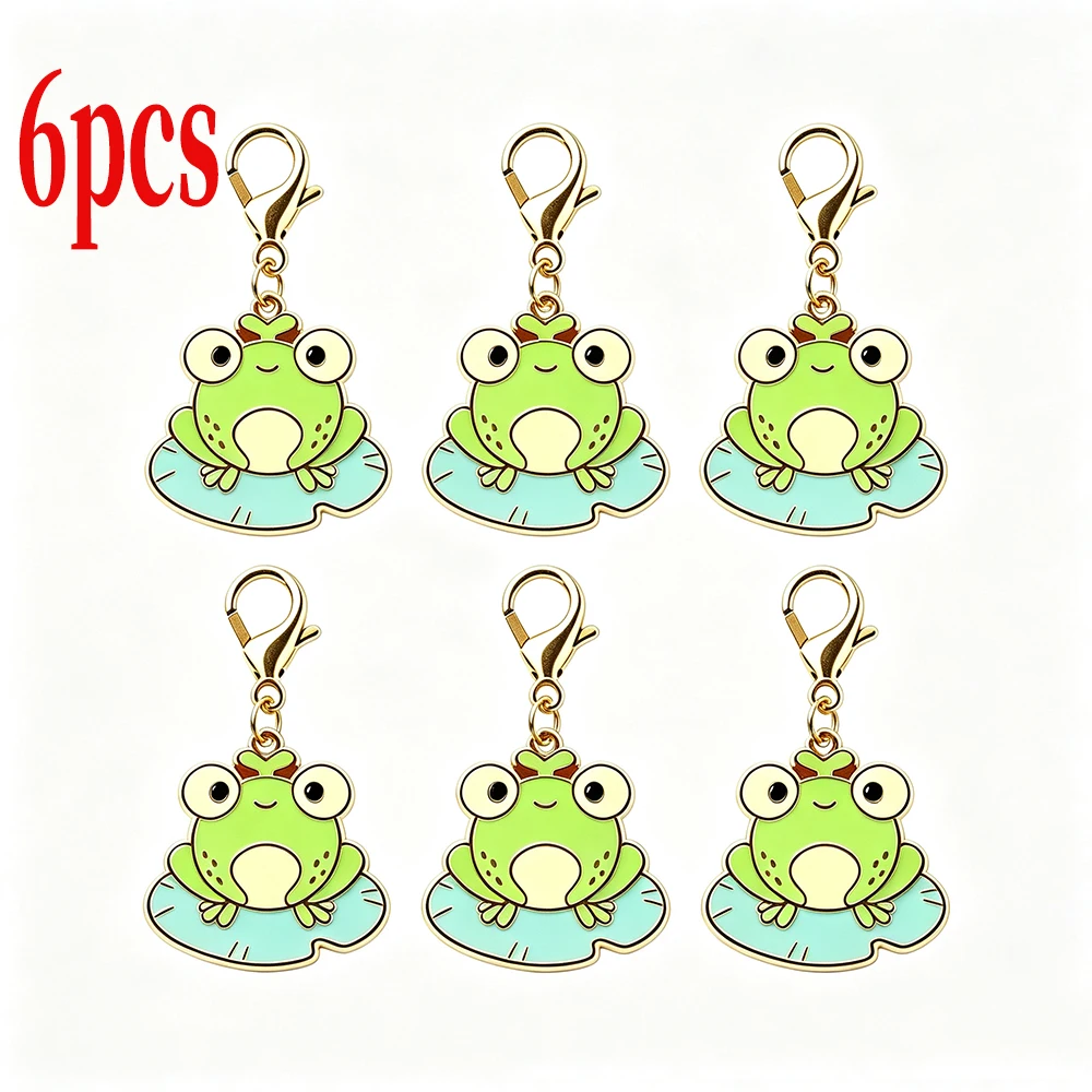 6/15 Stück Kawaii Frosch-Schlüsselanhänger aus Zinklegierung mit Karabinerverschluss, trendige Taschenanhänger, Damen-Accessoires, Großpackung, Geschenk für Feiertage und Geburtstage – Detail 2