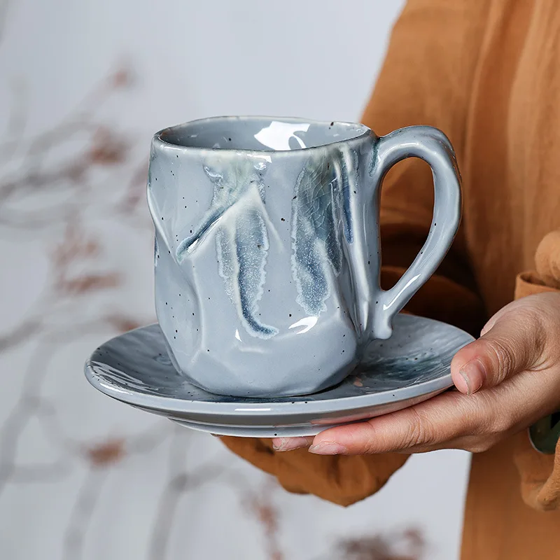 High Quality Retro Style Coffee Cup And Saucer Set With Beautiful Design Featuring A Large Ml Capacity Perfect For Latte