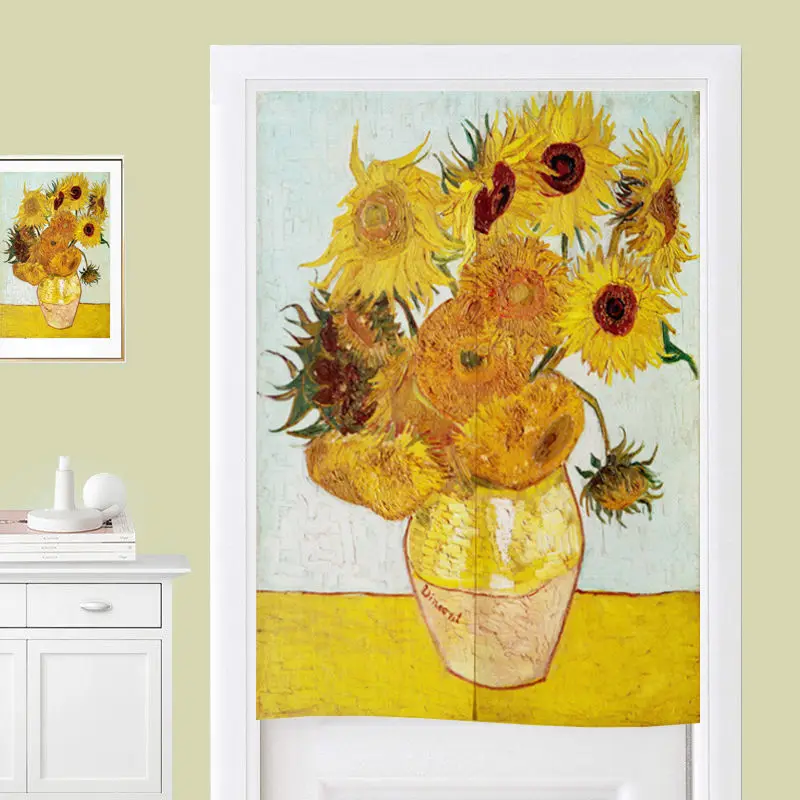 Van Gogh Abstract Oil Painting Door Curtain Nordic Partition Curtain Hanging Half Curtain Bathroom Home Bedroom Kitchen Decor