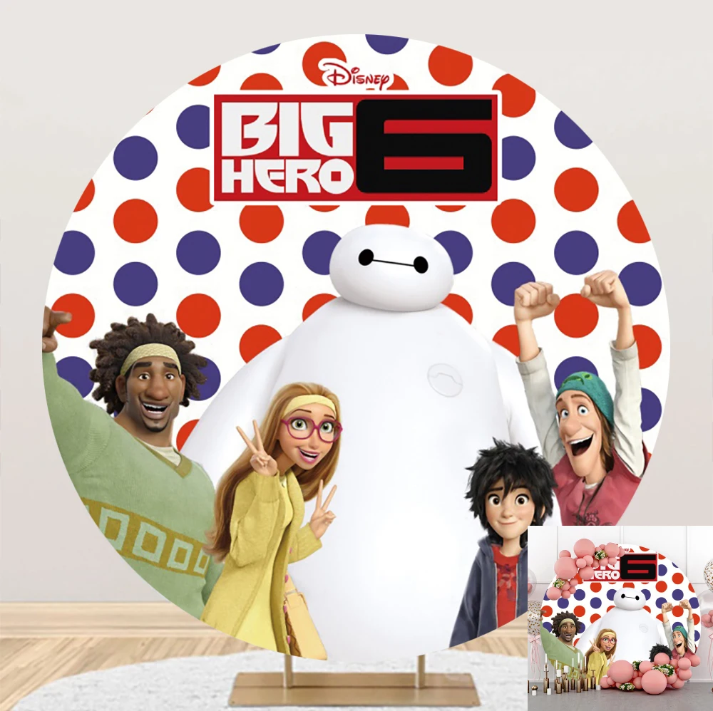 Big Hero 6 Baymax Birthday Party Decorations Props Backdrop Background For Photography Baby Shower Elastic Round Photozone