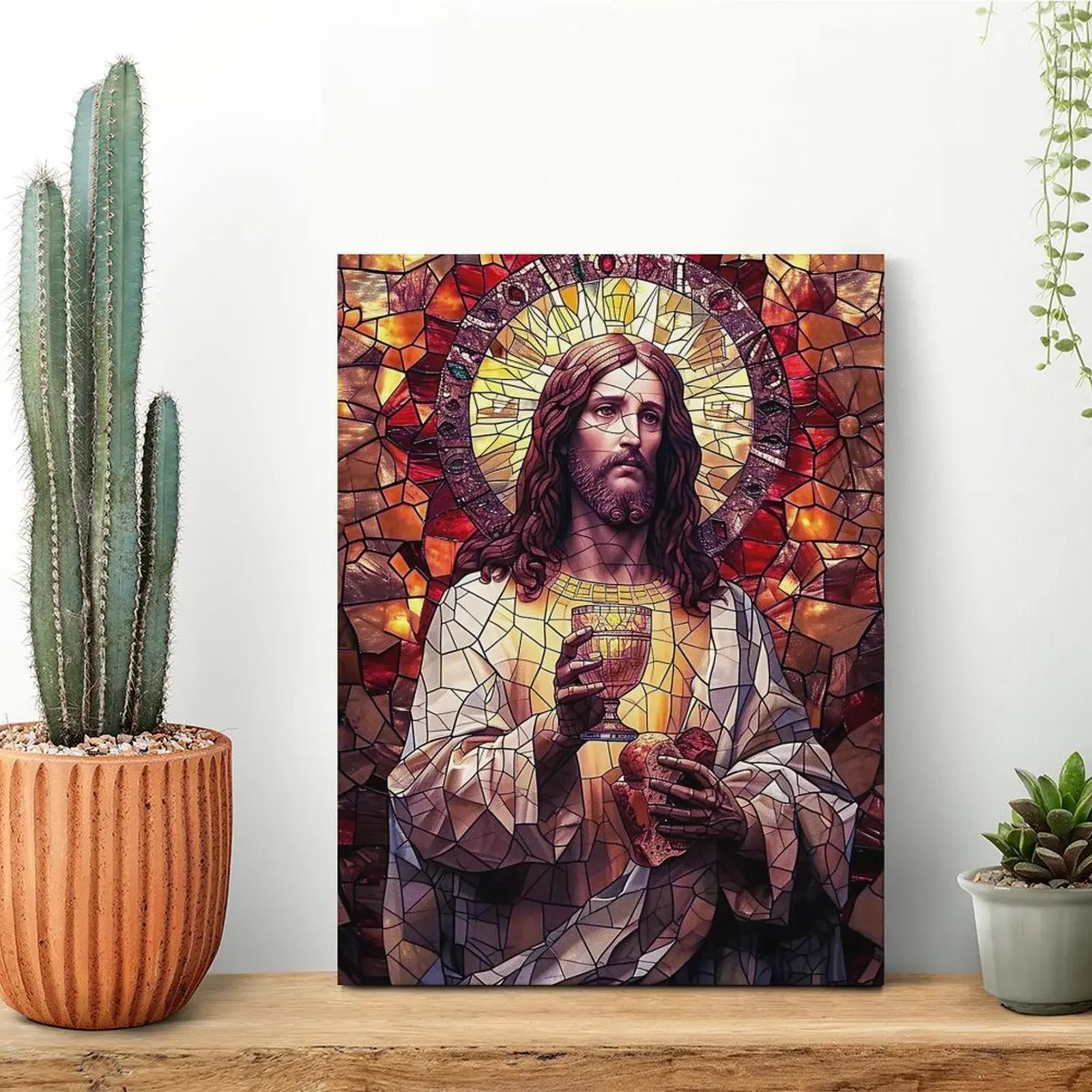 Mosaic Jesus Canvas Painting Pub Club Designing Club Create Framed Wall Paintings