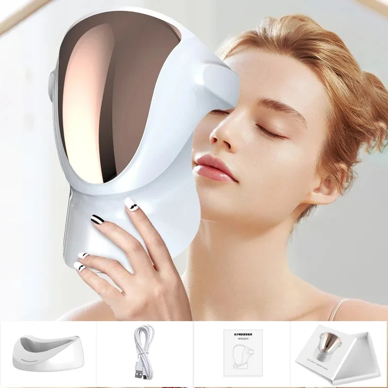 Led Light Therapy Facial Mask 3 Color Red Light Therapy Wireless Smart Touch PDT Mask Machine Full Face With Neck Skin Care