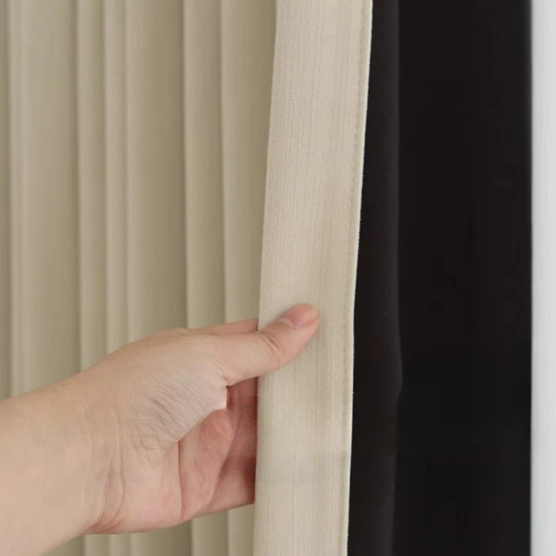 

Cream Style Luxury New Living Room Bedroom Modern Simple High-end Full Blackout Vertical Chenille Curtains