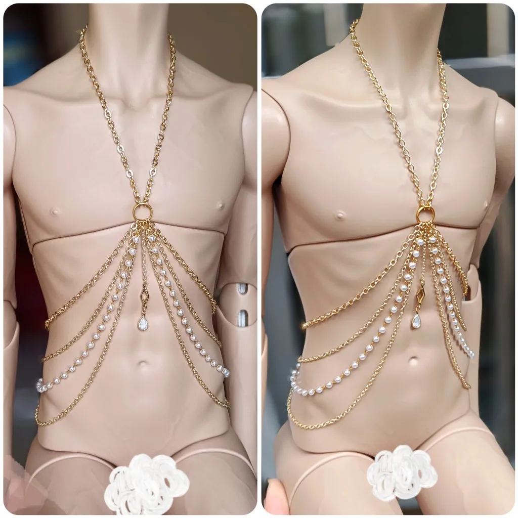D09-P662 어린이 수제 장난감 1/6 1/4 1/3 삼촌 MSD BJD 인형 쥬얼리 액세서리 진주 목걸이 가슴 체인 1pcs
