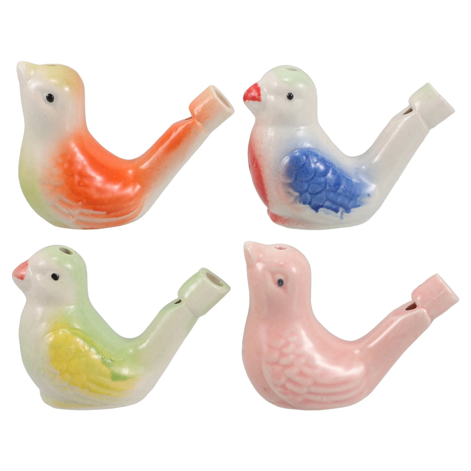 

4Pcs Ceramic Bird Whistles Animal Shape Colorful Hanging Rope Musical Instrument for Kids Easter Birthday Outdoor Travel Camping