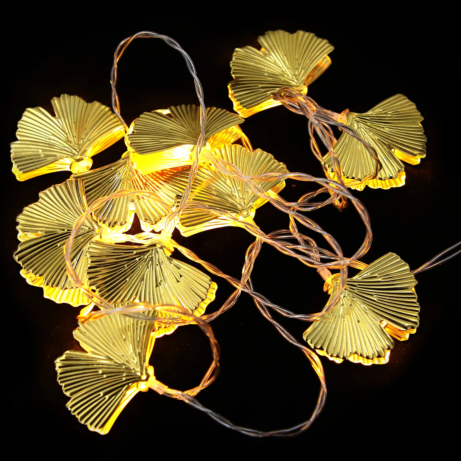 1 سلسلة من الذهب ورقة ليف قلادة سلسلة ضوء الإبداعية الدافئة LED مصباح مهرجان ديكور المنزل حفلة تخطيط الدعامة #6