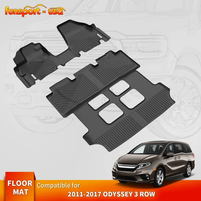 

Custom Floor Mats 3 Row Liners Set for 2011 2012 2013 2014 2015 2016 2017 Honda Odyssey TPE All-Weather United States