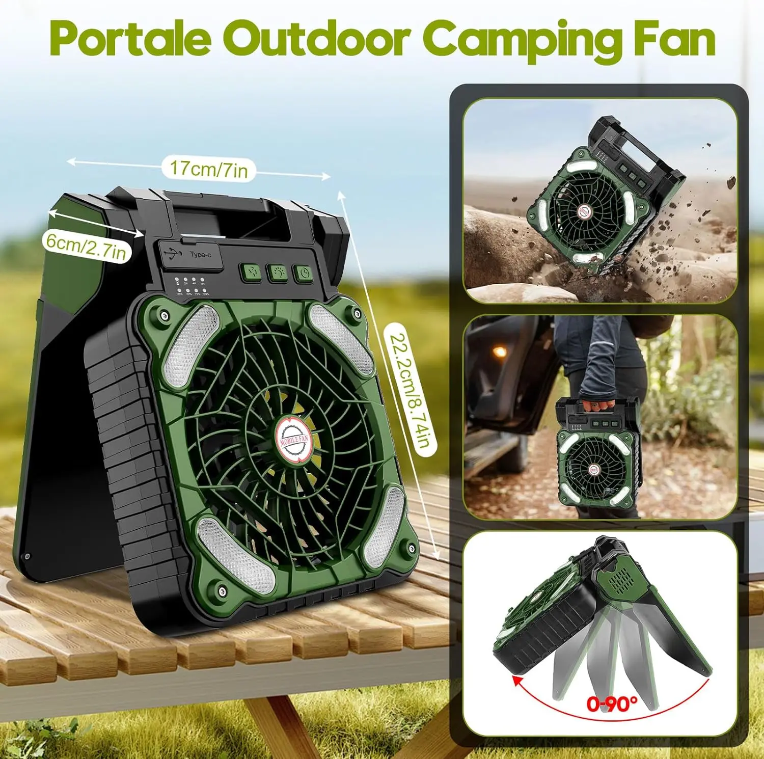 Imagem -06 - Pequeno Portátil Camping Fan com Painel Solar Mini Dobrável Tenda Multifuncional Outdoor Camping Lamp