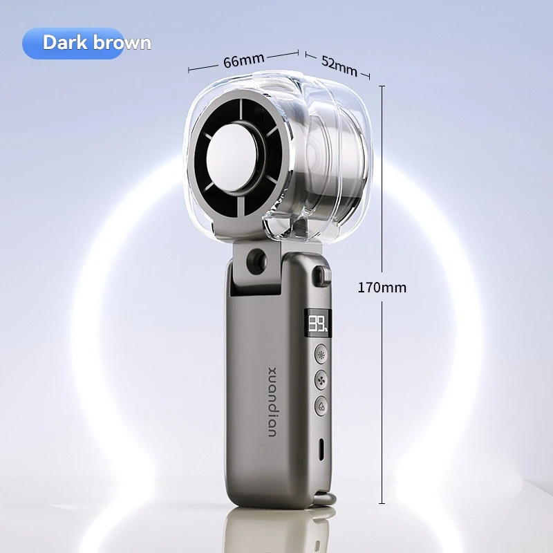 2026 New High-Speed Fan Desktop Folding Digital Display Neck-Hanging Ice Spray Humidifying Mini Handheld Small Fan image 3