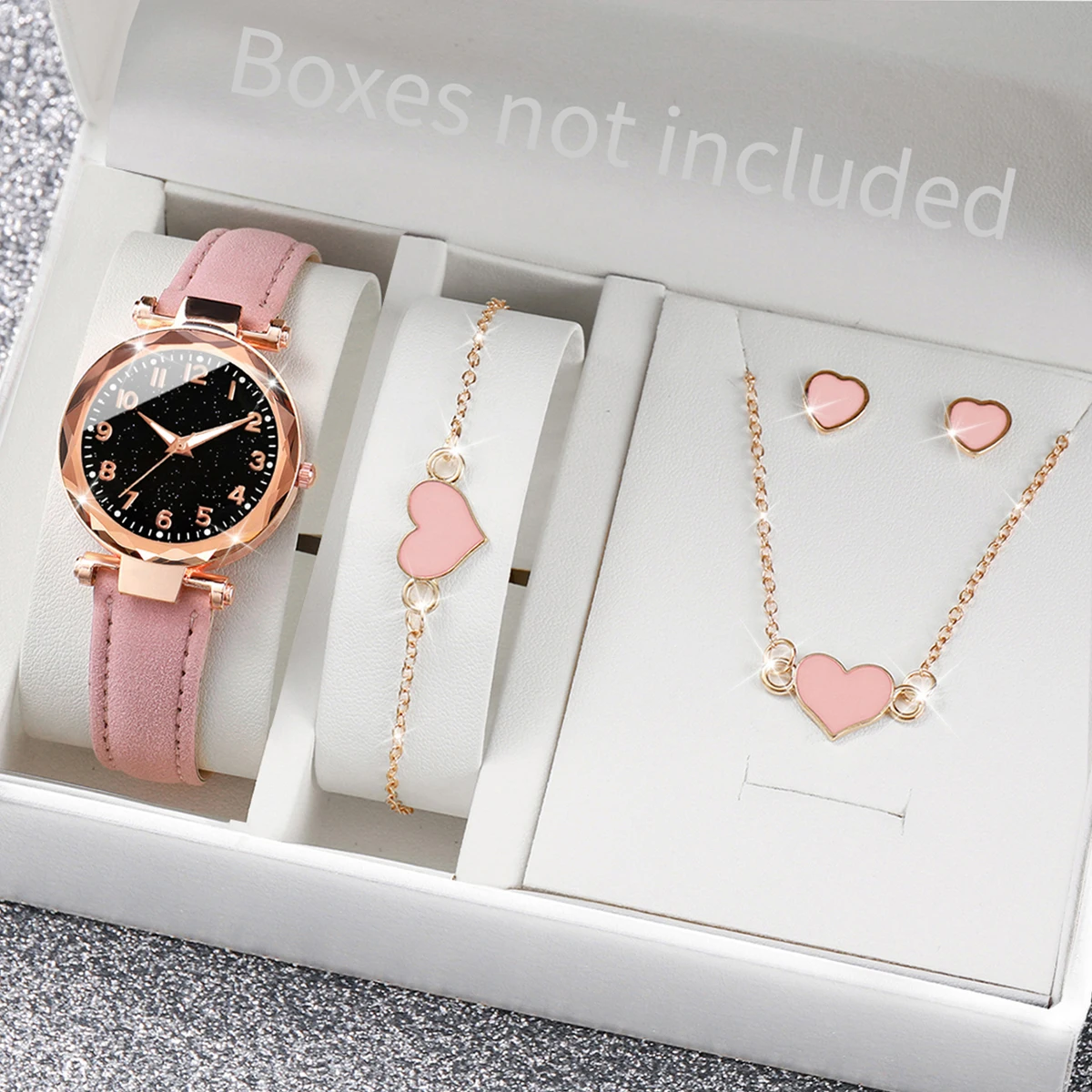 5/6PCS Fashion Women Watches Casual Leather Band Quartz Watch for Women Clock Jewelry Set Reloj Mujer（Without Box）