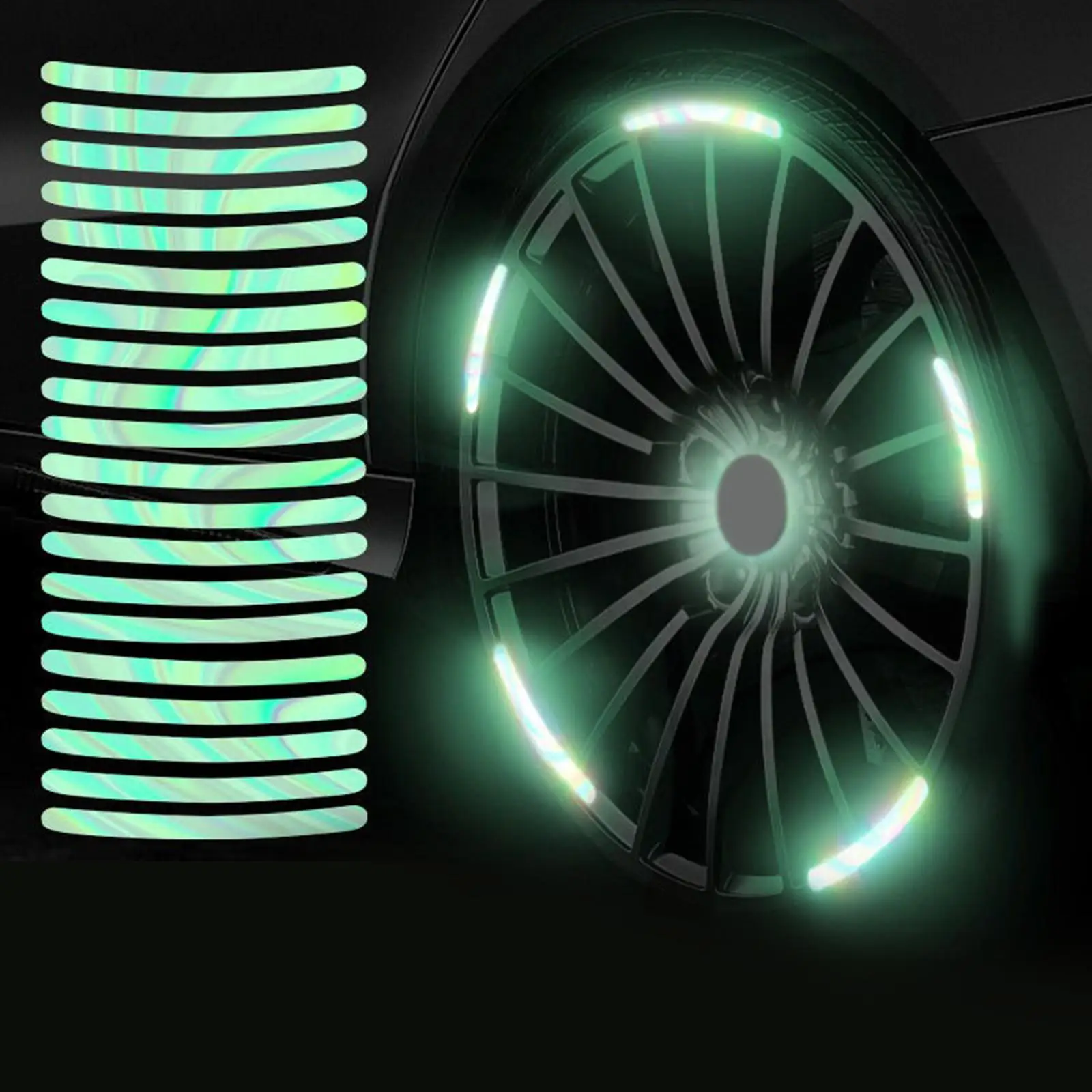 20 Pieces Car Wheel Hub Reflective Stickers Warning Decal Stickers Wheel Rim Tape for Night Driving Cycling Bike