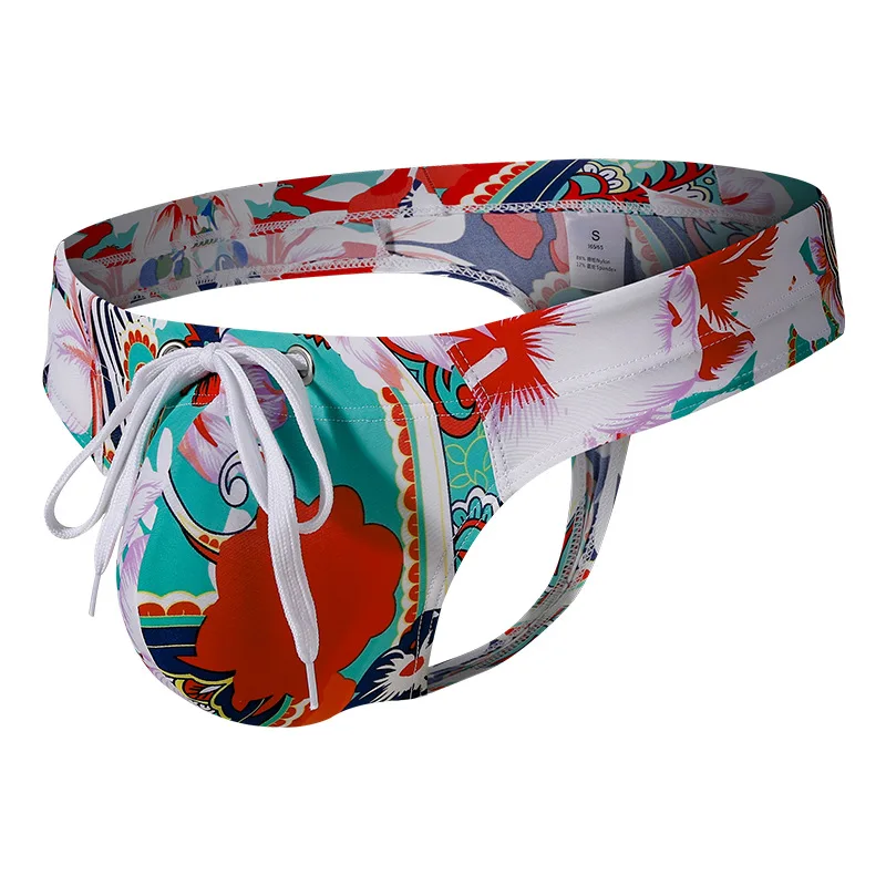 

Men's Swimming Thong Print Summer Seaside Beach Board Shorts Hot Spring Pool Bathing Suits Quick Dry Beachwear Swimsuti Swimwear