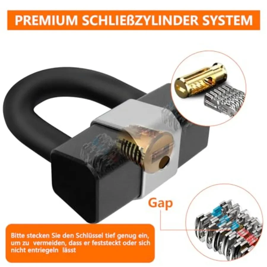 قفل سلسلة الدراجات النارية شديد التحمل 0.4 بوصة 10 مم × 10 قدم مع سميكة 17 مم مضادة للسرقة ومضادة للقطع ULock و3 مفاتيح مثالية لتأمين Mot