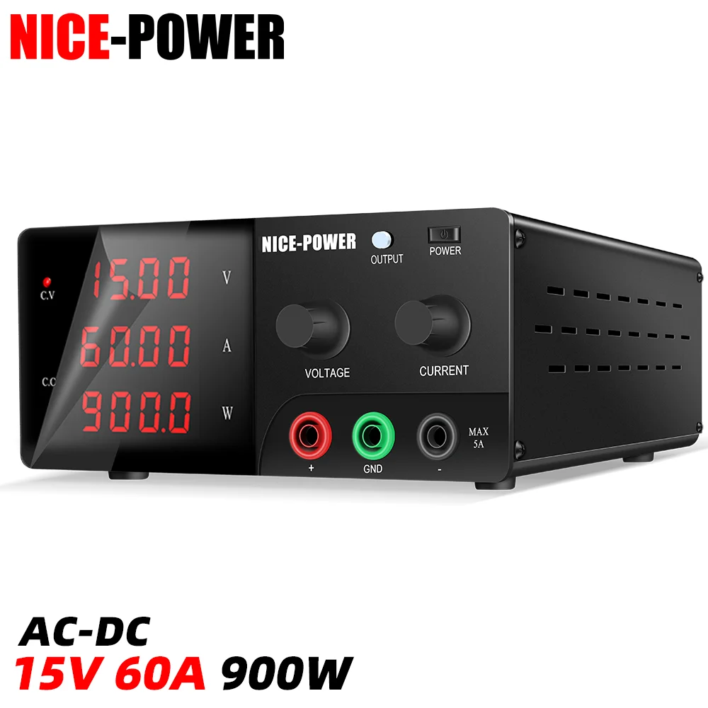NICE-POWER Factory Wholesale R-SPS1560 900W DC High Power Supply 15V 60A 4Digit Display Output ON/OFF Button For Electronic R&D