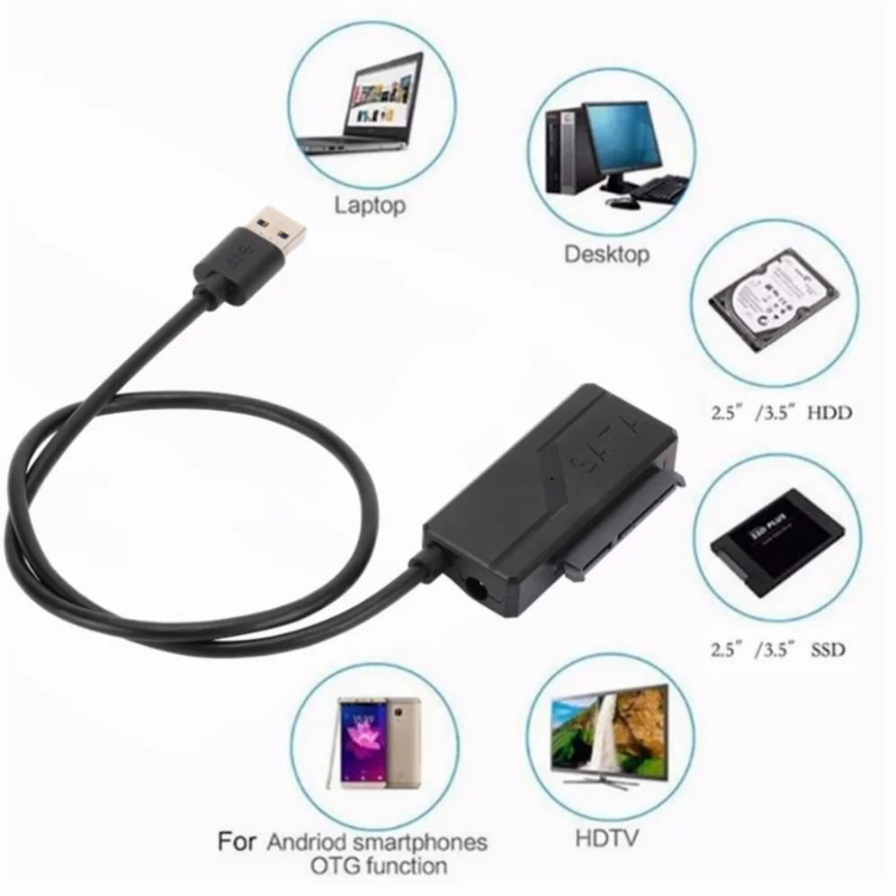 USB SATA III Cable Sata To USB 3.0 Adapter ความเร็วสูง5Gbps ข้อมูลสายเคเบิลสำหรับ2.5/ภายนอก3.5นิ้วฮาร์ดดิสก์ SSD