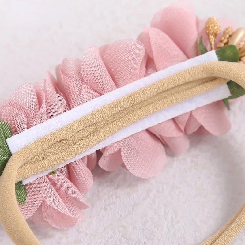 Baby Girl Headband Chiffon Flower Nylon Elastic Hair Band Newborn Head Flower Toddler Headband Fashion Wreath Hair Accessories