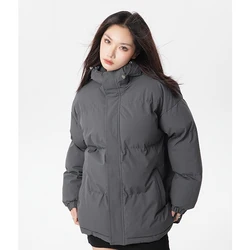 American Basic Cotton Coat Women's Thickened Loose Hooded Cotton Coat Bread Jacket Warm Thick Short Parkas Snow Wear Outwear