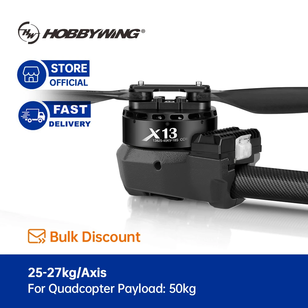 Hobbywing X13 S18 57kg Per Axis Max Thrust Hobby Wing X13 Motores Para Dron Brushless Motor and Esc with Propeller
