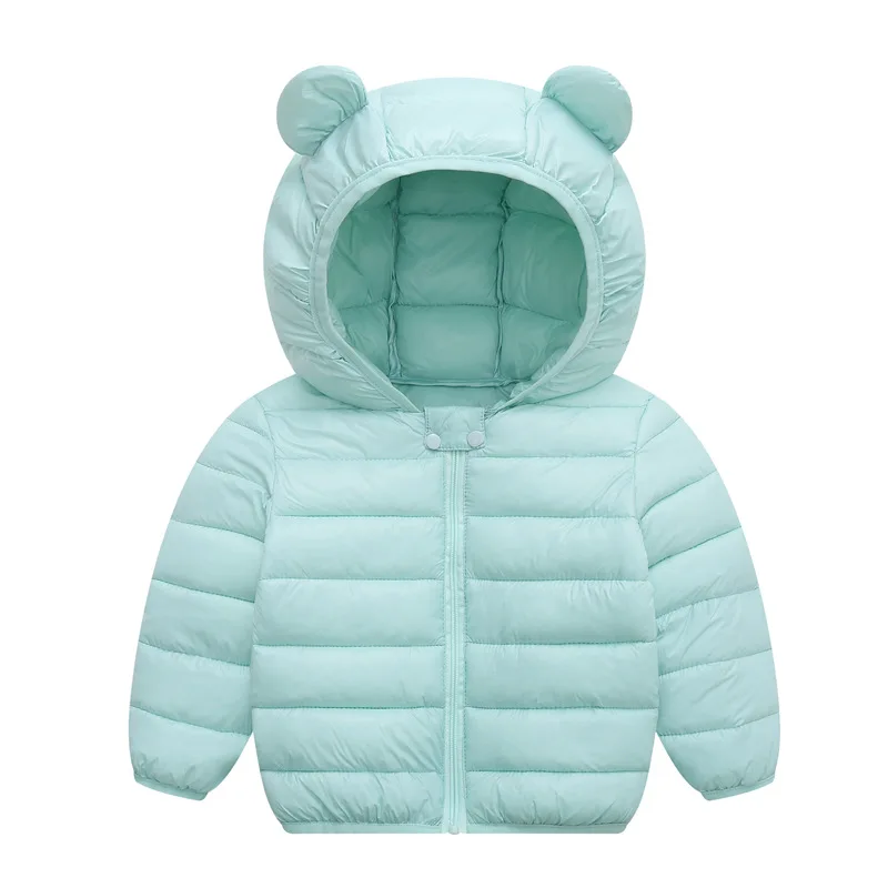 2024 Autumn Winter Children Hooded Down Cotton Jacket Baby Boys Girls Solid Color Cotton-padded Clothes Baby Light Thin Coat