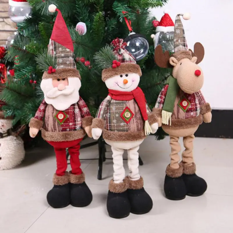 Christmas Santa Snowman-Reindeer Christmas Decoration 2024 Leg Table Mantel Decoration Plush Dolls Christmas Gifts For Kids Baby