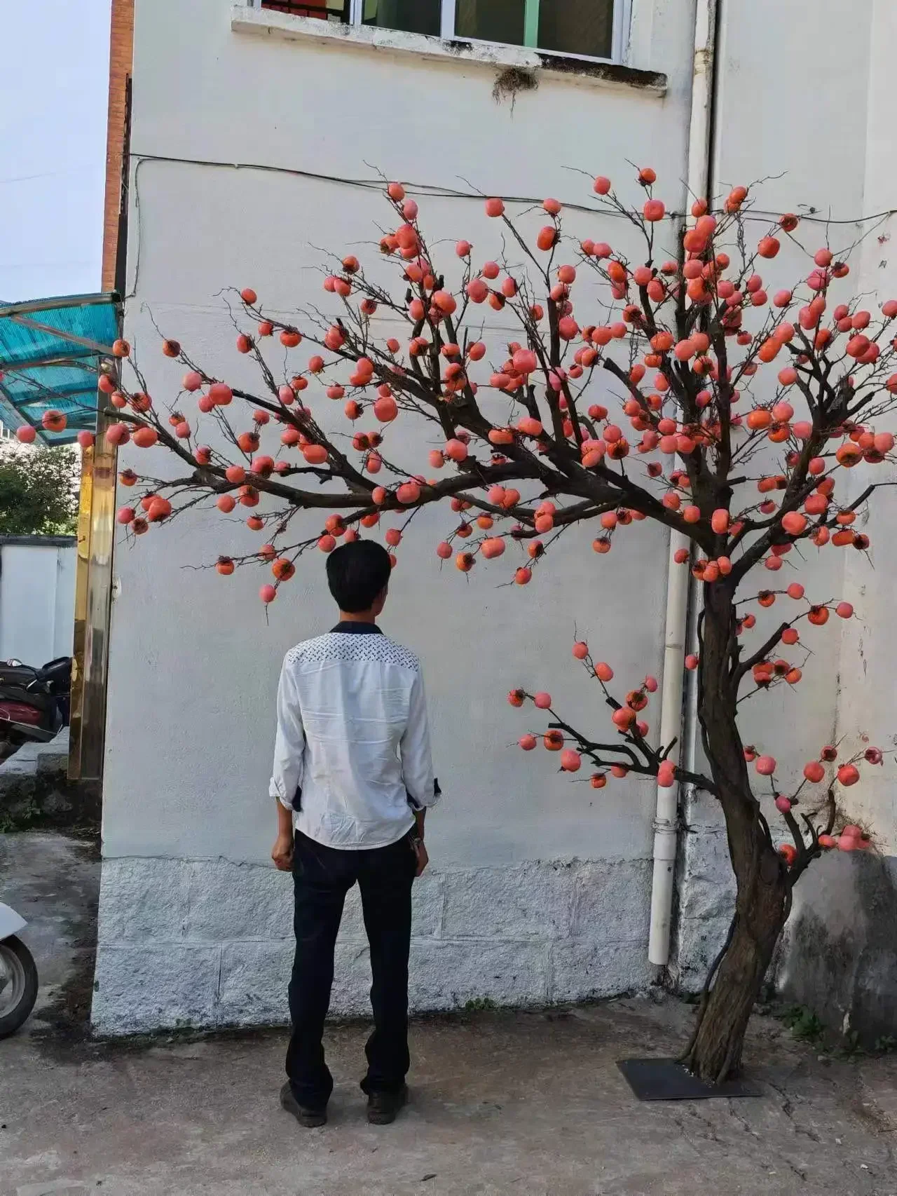Simulation tree large persimmon new Chinese retro style lobby hotel shopping mall landing wedding persimmon tree