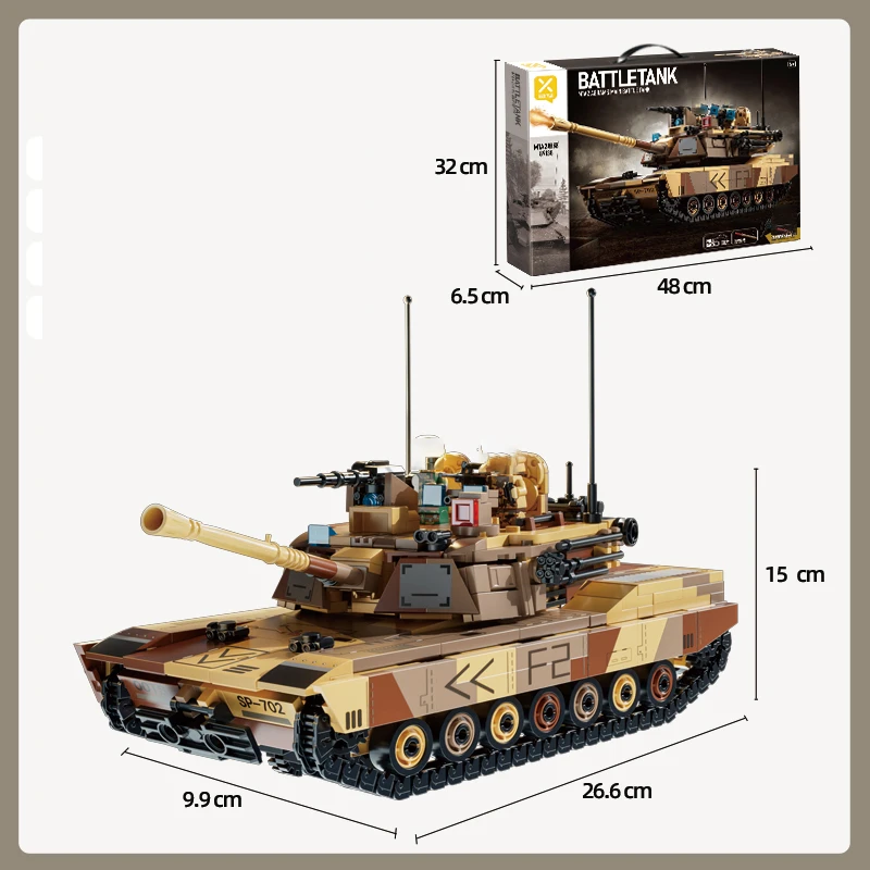 KAVOWORLD Building Block Tank Middle-scale Model Camouflage Exterior With ABS Material Simple Assembly Operation New Year Gifts