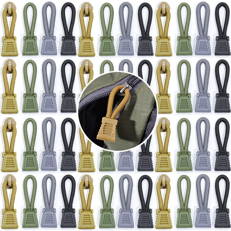 5/20pcs Replacement Clip Zipper Pull Puller End Fit Rope Tag Fixer Zip Cord Tab Buckle Travel Bag Suitcase Backpack Outdoor Tool