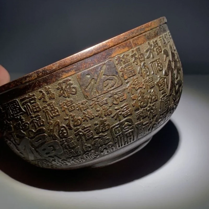 Bronze Blessings design, copper with the Hundred Wealth motif, tea and water , offering bowl, hom