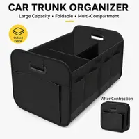 Organizador de Maletero Plegable de Gran Capacidad, Caja de Almacenamiento de Carga para Auto con Múltiples Compartimentos, Tela Oxford, con Asas y Bolsillos Laterales