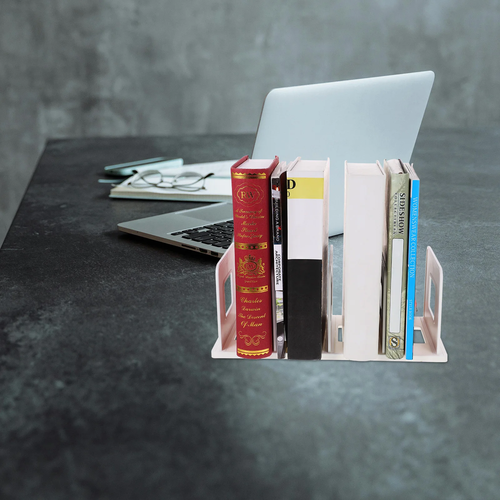 

Bookends for Desk Plastic Book ganizer Sturdy Divider Shelf Holder Magazine Files Study Room Decorative Storage