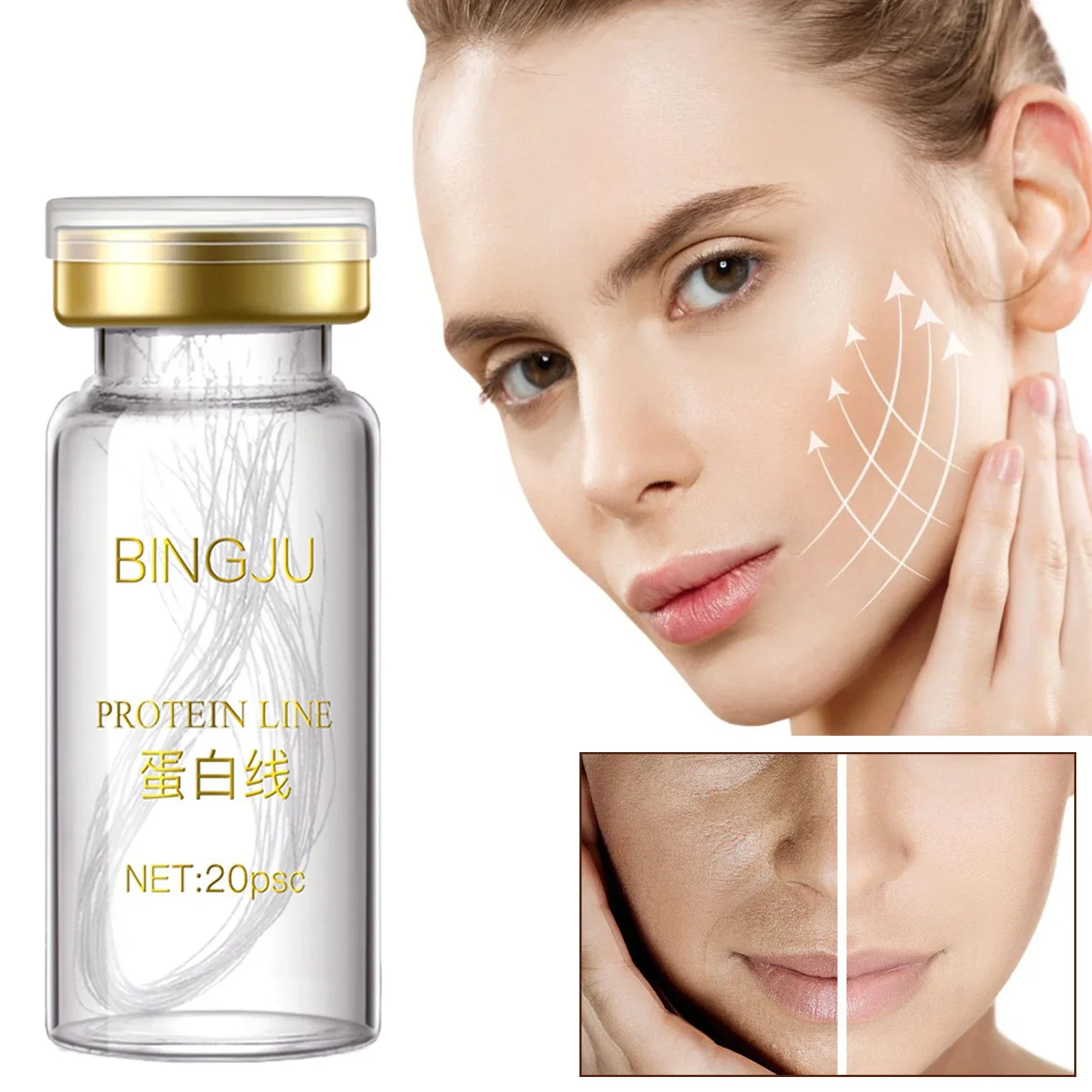 20pcs Face Filler Absorbable Collagen Protein Thread Face Lift Plump Silk Fibroin Line Carving Anti Aging Essence