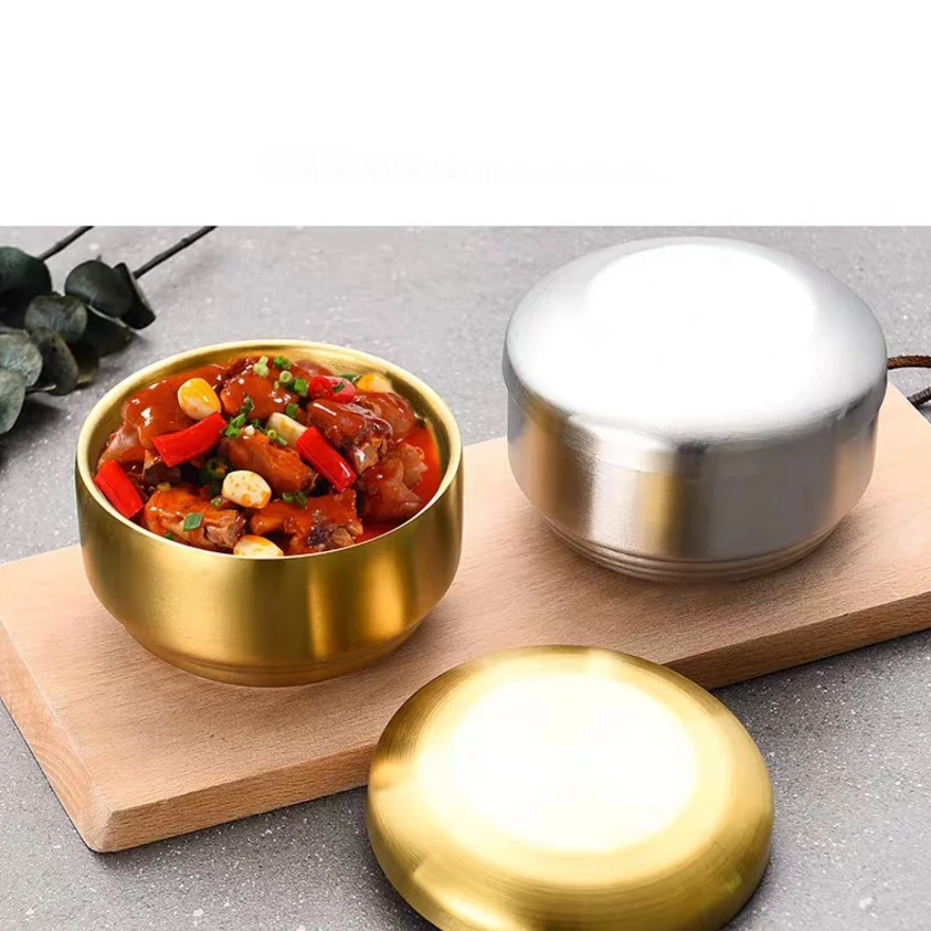 

Корейская двойная миска для риса из нержавеющей стали 304, бытовая миска для супа