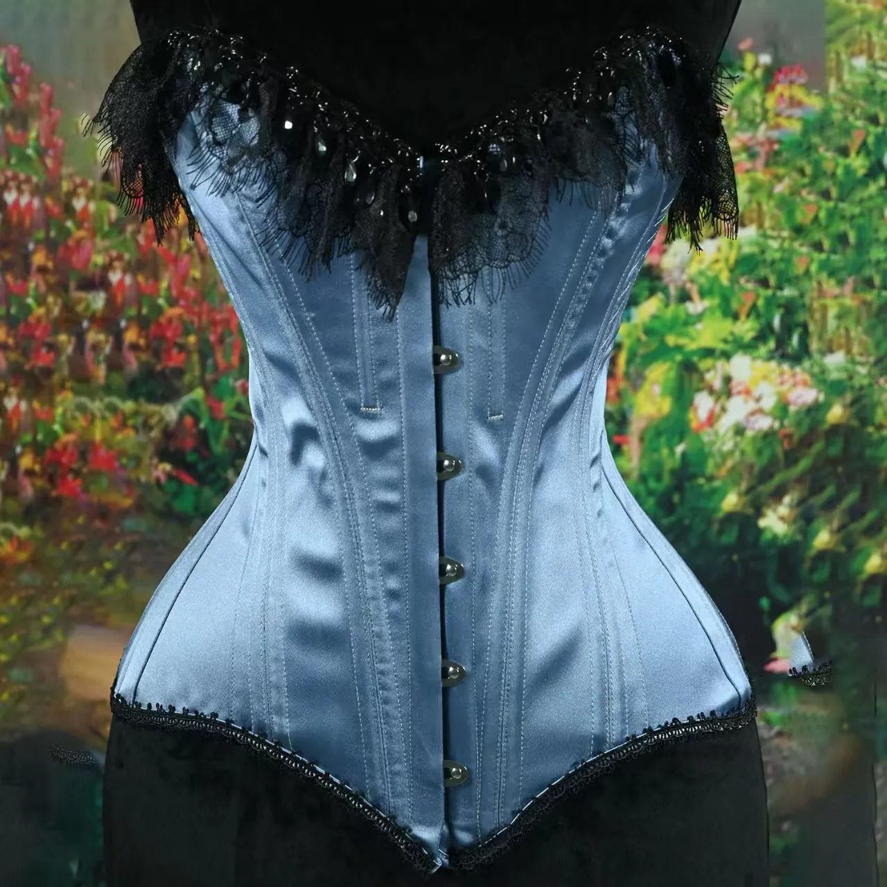 Delicate Lace Women's Corset Vintage Strappy Bustier with Ribbon Detail