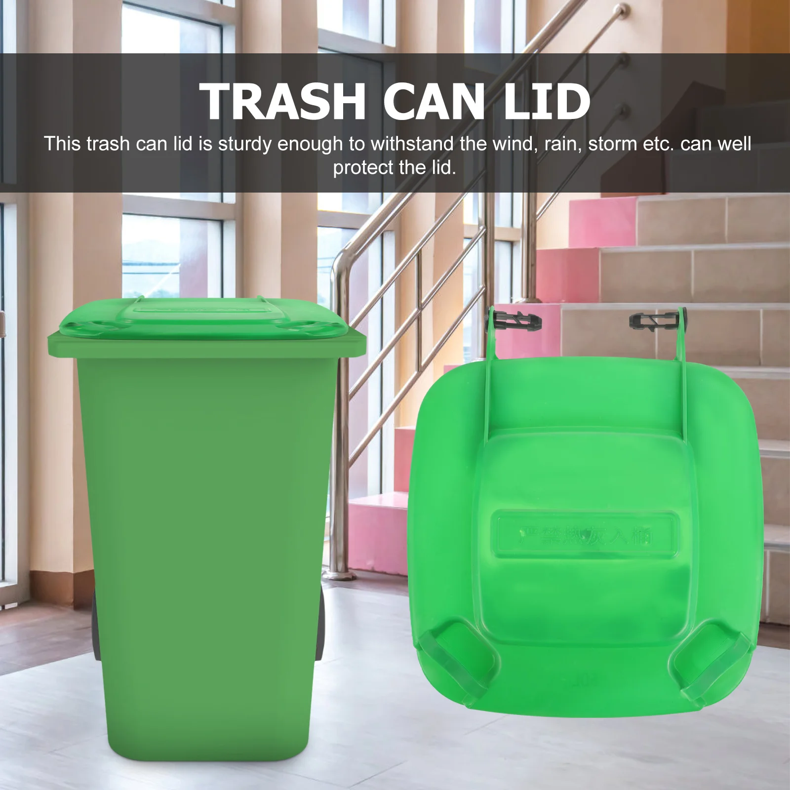 

Small Trash Can Lid Waste Bin Replacement Recycle Outdoor Cover Green Container Office