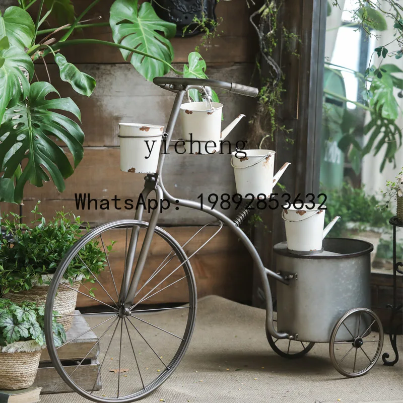 x1 Iron Art Flower Stand Courtyard Self-Circulating Water Feature Rural Garden Landscape