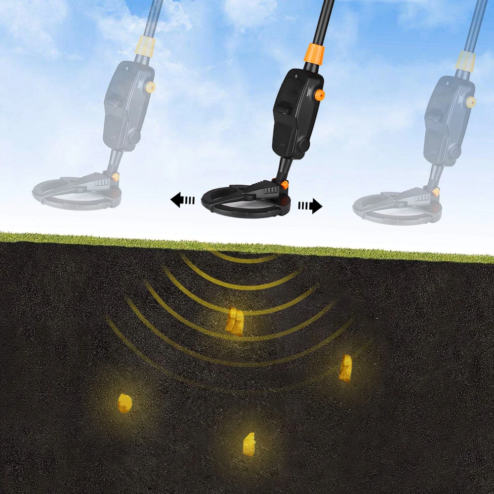 كاشف المعادن تحت الأرض للكشف عن الذهب كاشف الكنز هنتر الباحث عن الدائرة المعدنية مع أداة اختبار المجرفة #4