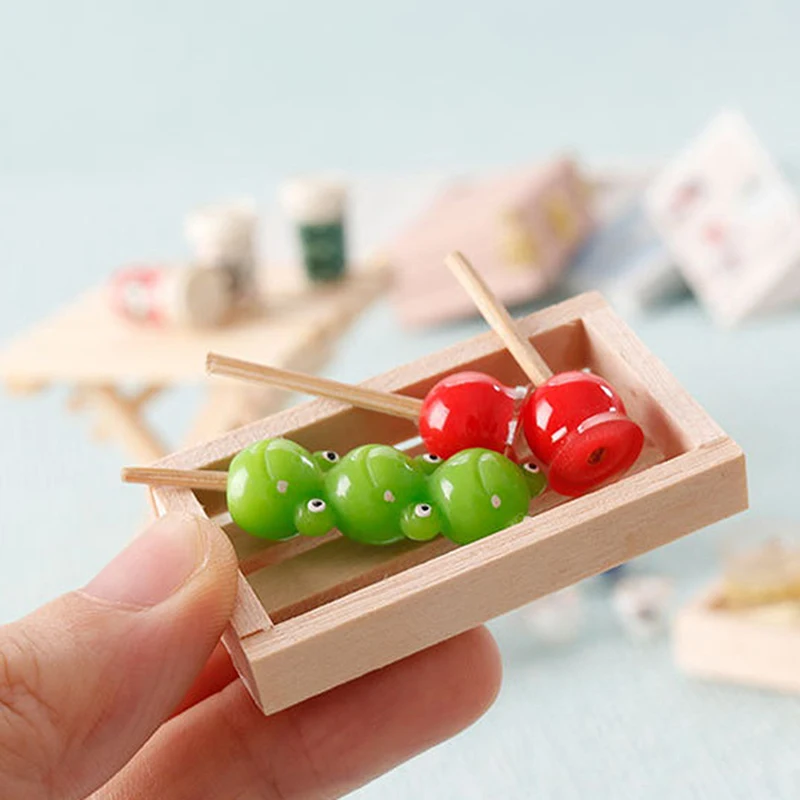 Mini panier de rangement en bois pour fruits et légumes, accessoires de bricolage, maison de courses, meubles miniatures, boîte modèle, décoration de la maison, 1PC, 1:12